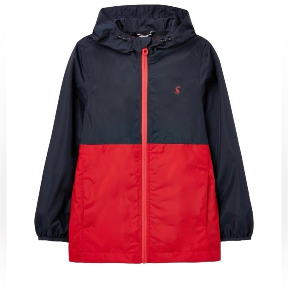 Joules Arlow Packable Raincoat Navy Blue and Red Breathable